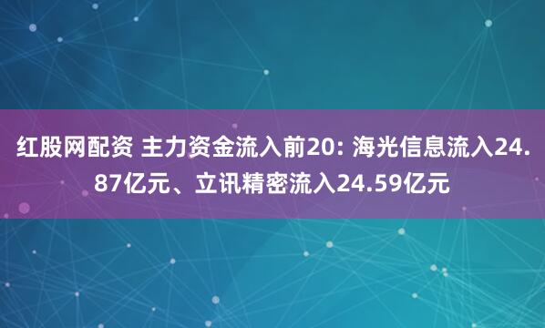 红股网配资 主力资金流入前20: 海光信息流入24.87亿元、立讯精密流入24.59亿元