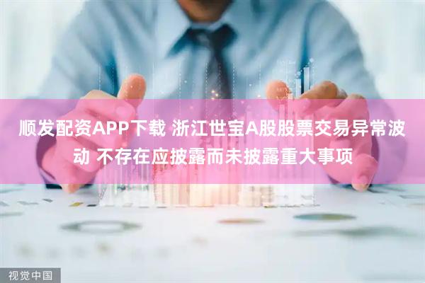 顺发配资APP下载 浙江世宝A股股票交易异常波动 不存在应披露而未披露重大事项